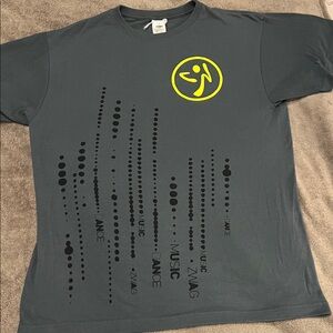 Zumba Fitness Gray Tee Shirt with Yellow Logo One Size Women’s Men’s ZIN